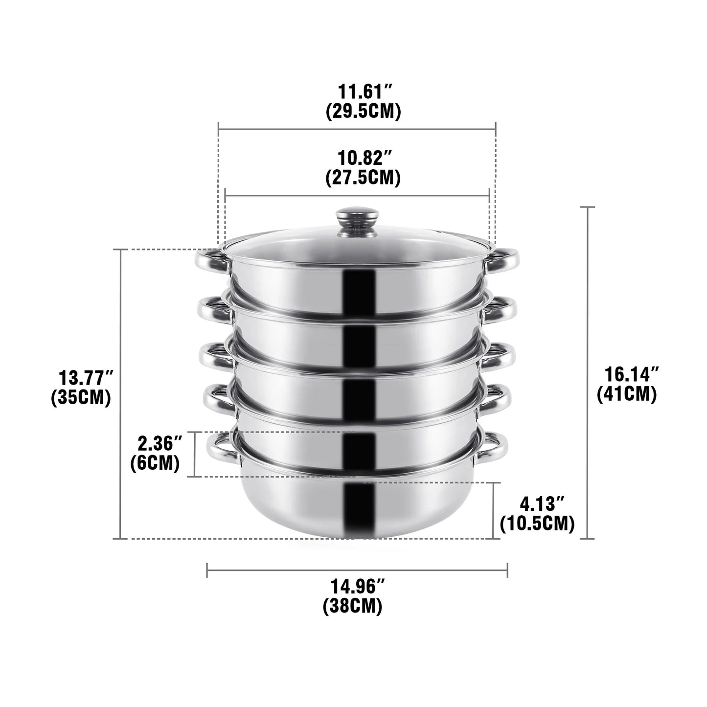 5 Tier Food Steamer Stainless Steel Set