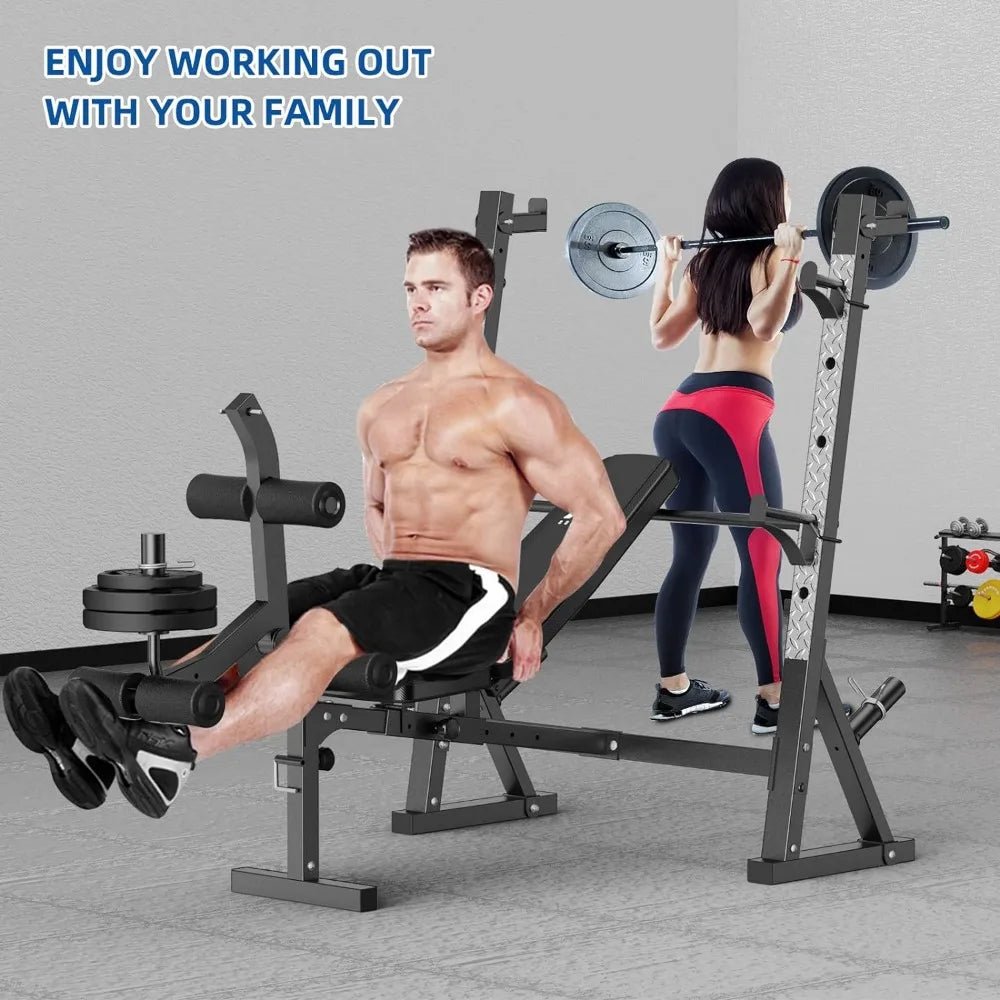 Weight Bench w/Curl Pad, Leg Developer for Full-Body Workout