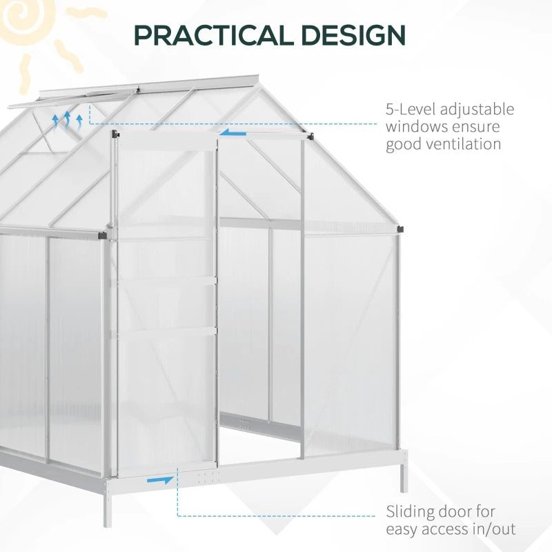 Walk-in Garden Greenhouse w/Adjustable Roof Vent, Rain Gutter