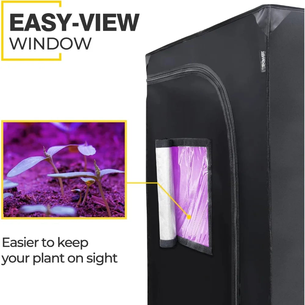 Hydroponic Grow Tent w/Observation Window, Removable Floor Tray