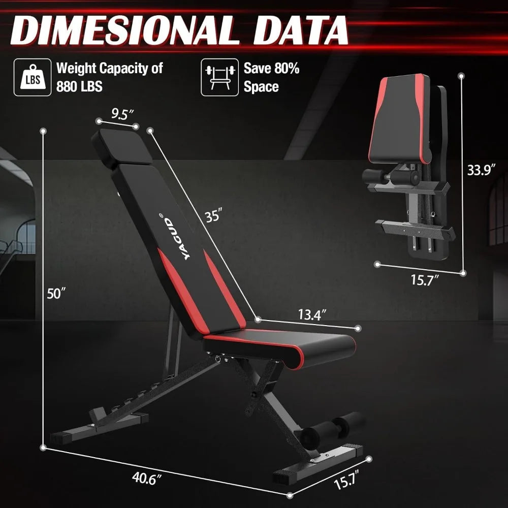 Adjustable Multi-purpose Workout Bench Press, 880 Lb. Capacity