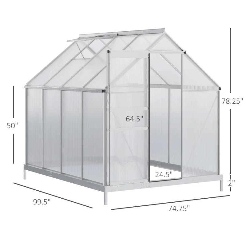 Walk-in Garden Greenhouse w/Adjustable Roof Vent, Rain Gutter