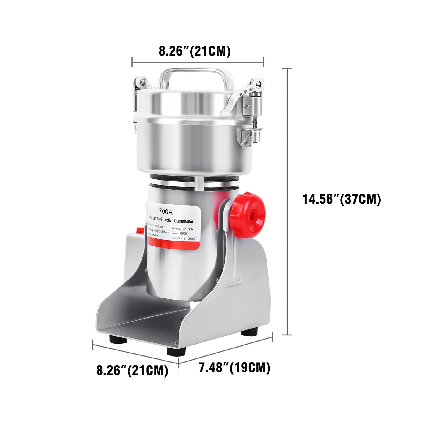 Samger High Speed 700G Electric Grain Mill Herb Grinder Stainless Steel 1500W Swing Flour Powder