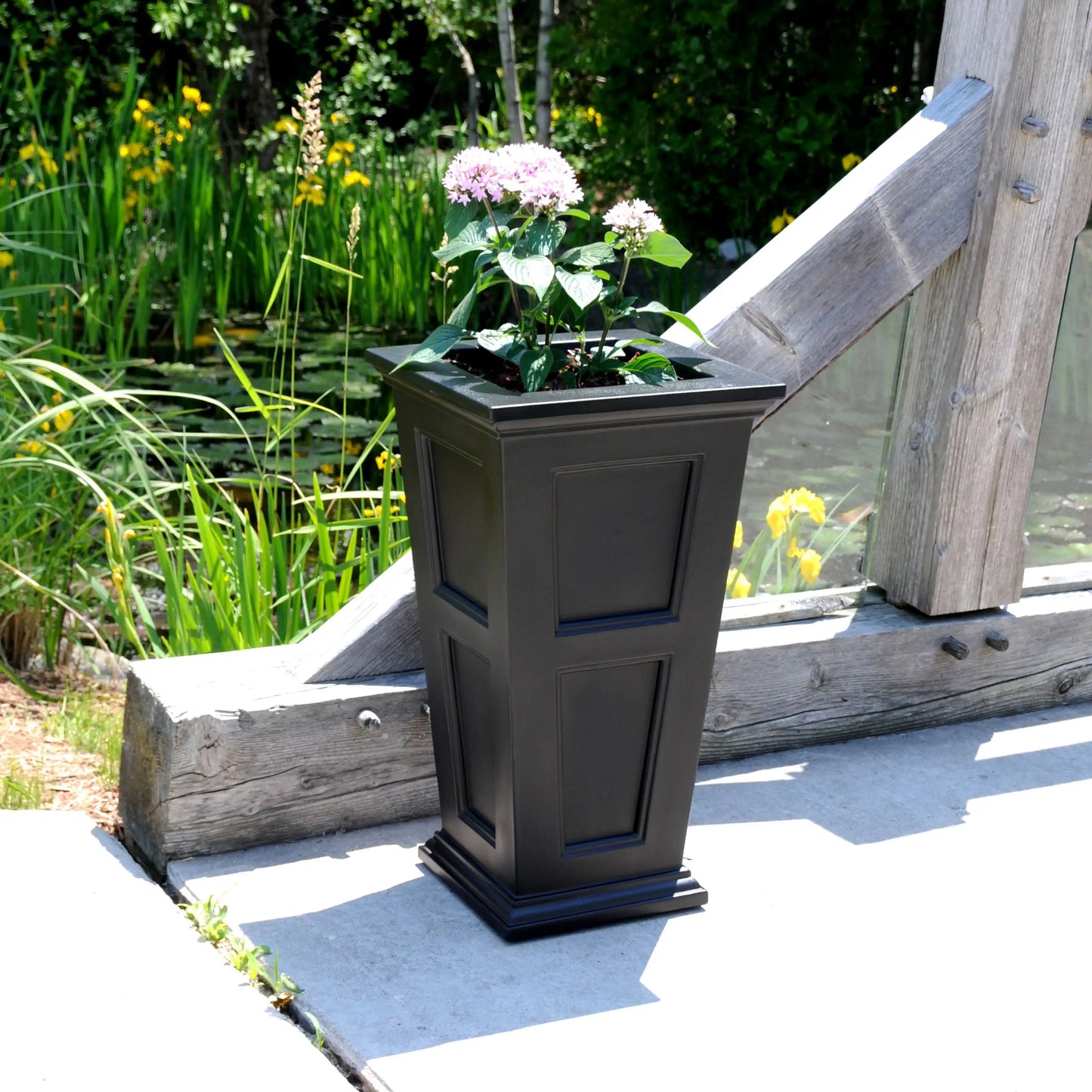 Square Black Planter 16" x 16" x 28" Tall