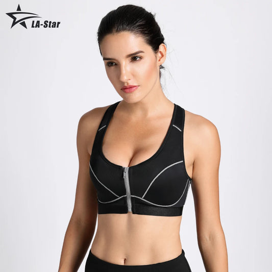 Women High Impact Front Closure Racerback Full Support Sports Bra